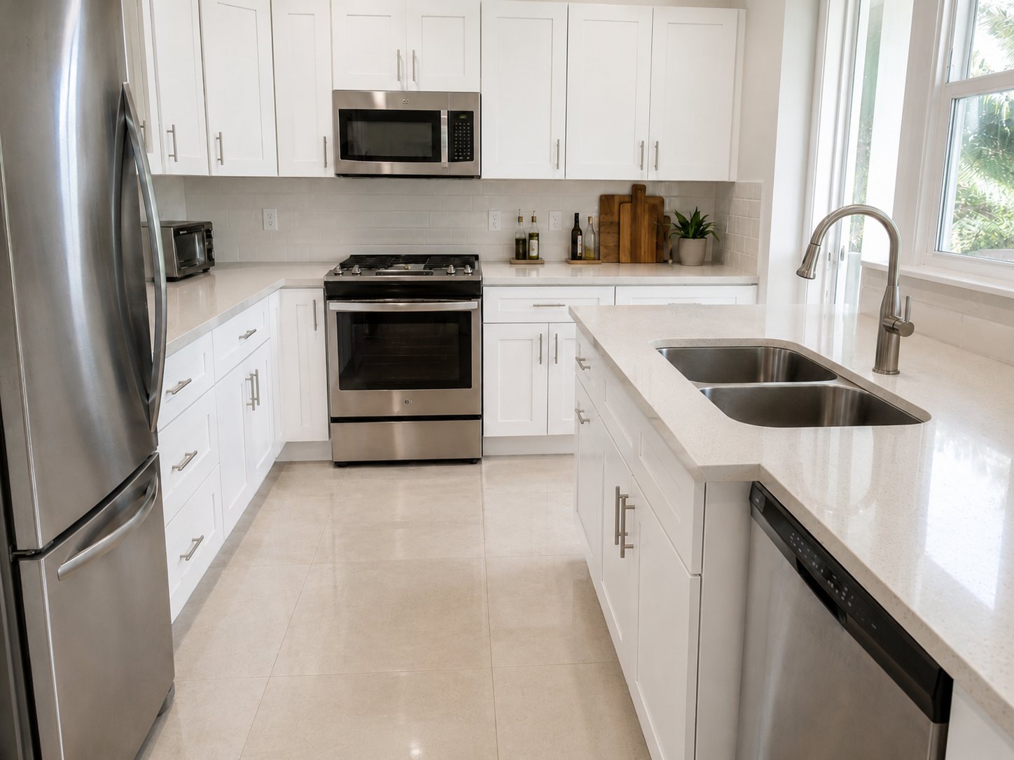 Clean white kitchen after DNA Cleaning Services
